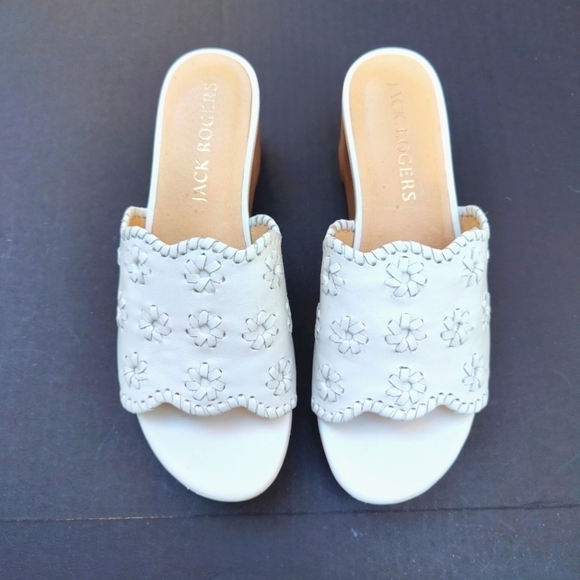 JACK ROGERS Rory Wedge White Floral Women's Slip-On Size 8 - Picture 2 of 10